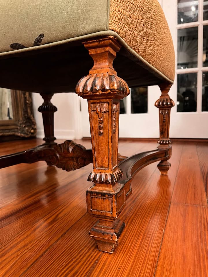 Old Palm Golf Club Dining Chairs | Set of 4 Carved Wood Palm Beach, gallery view 3