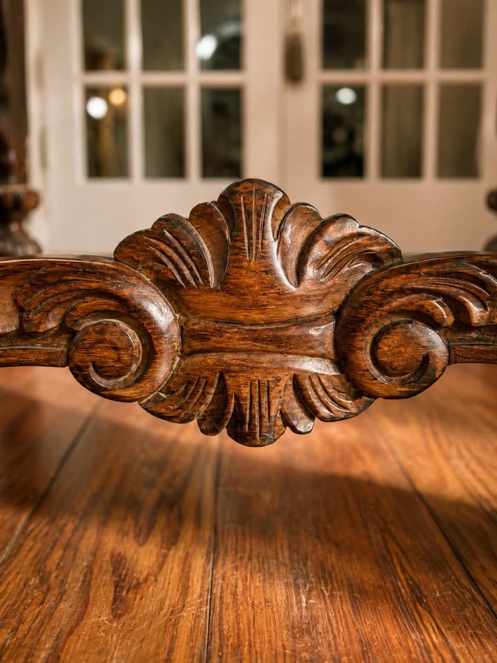 Old Palm Golf Club Dining Chairs | Set of 4 Carved Wood Palm Beach, gallery view 4