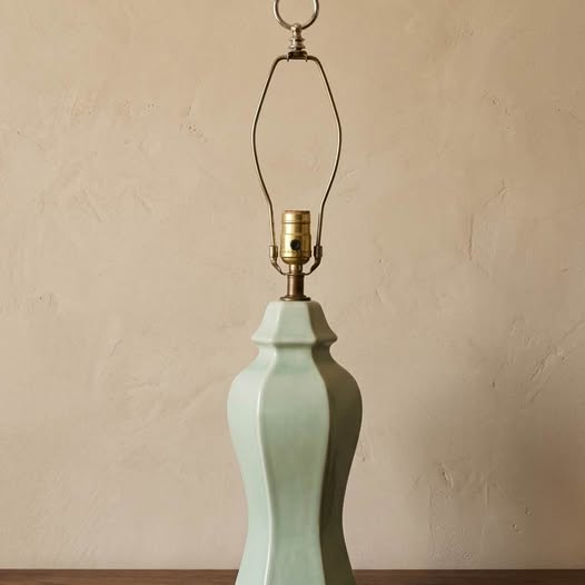 Celadon Green Ceramic Table Lamp, gallery view
