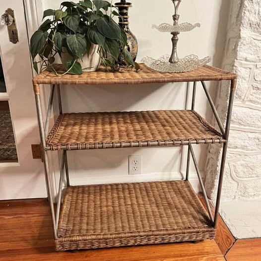Vintage Wicker Bar Cart, gallery view