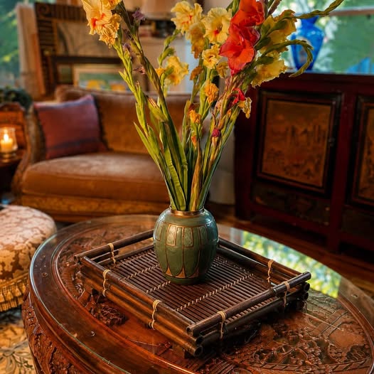 Vintage Bamboo & Rattan Tray, gallery view